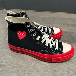 Converse x Comme des Garçons PLAY Chuck 70 Hi Black/Red/Egret Sneakers size 10